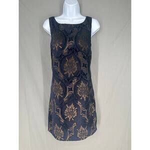 Loft Dress Womens Small Navy Blue Velvet Burnout Floral Mini Party Bohemian Boho